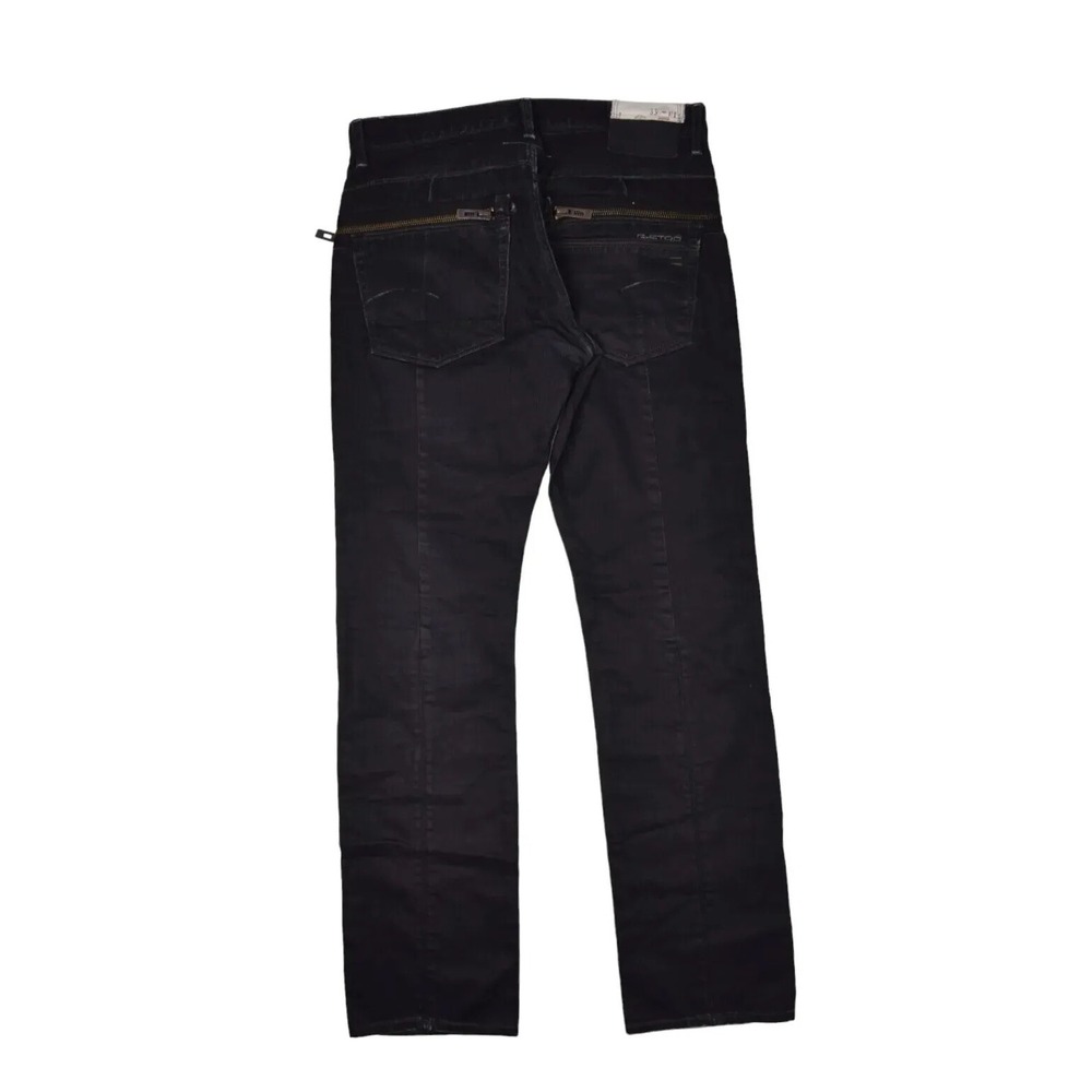 G Star Raw Jeans Mens 36x35 Black Sudden Straight Moto Zip Denim 50102755